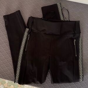 Gracia Black Leggings with Checkered Studs, Women’s M